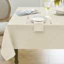 Softalker Cream Faux Linen Tablecloths Rectangular 84x60 inch, Table Cloth Stain Resistant & Shrink-Proof, Washable Table Cover for 6 Foot Rectangle Table Decor for Summer Outdoor, Farmhouse Style