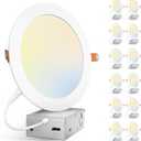 Amico 12 Pack 7 Inch 5CCT Ultra-Thin LED Canless Recessed Ceiling Light with Junction Box, 2700K/3000K/3500K/4000K/5000K Selectable, 15W=100W, 1300LM High Brightness, Dimmable Wafer Downlight, ETL&FCC (White)