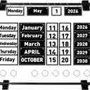 2026 Upgraded Magnetic Rod Black and White Flip Calendar for Classroom, Classroom Calendar Date Cards Black and White Classroom Decor Bulletin Board Set