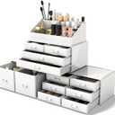 READAEER Makeup Cosmetic Organizer Storage Drawers Display Boxes Case with 12 Drawers (White)