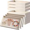 12 Pack 1 Grid Velvet Jewelry Trays, Stackable Jewelry Drawers Organizer Inserts, Beige Jewelry Storage Display Trays for Necklace, Earring, Ring, Bracelet, 8x4.6x0.91 Inches