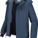 CAMEL CROWN Men's Mountain Snow Waterproof Ski Jacket Detachable Hood Windproof Fleece Parka Rain Jacket Winter Coat (Gray Blue), S