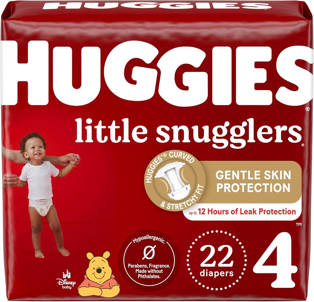Huggies Size 4 Diapers, Little Snugglers Baby Diapers, Size 4 (2237 lbs), 22 Count