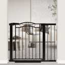 29.5"-40.5" Extra Wide Baby Gate, Pressure Mount Metal Long Dog Gates for House Stairs Doorways, Auto Close Safety Child Gate with Walk Thru Door No Drilling, Tension Pet Gate Indoor for Kids, Black