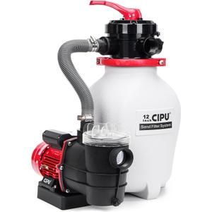 CIPU 12-inch Sand Filter Pump System for Above Ground Pools, 0.35HP 115V Pool Sand Filter with 4-Way Valve