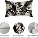 Happy Halloween Pillow Covers Trick or Treat Ghosts Truck Bats Lumbar Pillow Cases Set of 4 Autumn Decorations for Farmhouse Home Bedroom Sofa Couch Outdoor Holiday Decor 12x20 Inch