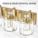 5-Light Modern Vanity Lights Brushed Brass Bathroom Light Fixtures Over Mirror Gold Bathroom Vanity Lighting with Crystal Shade E26 Base Wall Sconce for Bedroom Living Room Restroom Wall Lamp