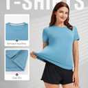 Yoga Women Short Sleeve T-Shirts UPF 30+ Sun Protection Quick Dry Athletic Running Workout Tops Ultra-Soft (XL)