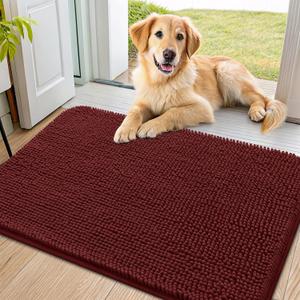 Smiry Dog Door Mat for Muddy Paws 36x24, Absorbs Moisture and Dirt Doormat, Non-Slip Washable Quick Dry Chenille Front Door Mat Indoor Entrance, Entryway Carpet for Inside Floor, Caramel Russet