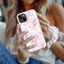 for iPhone 14 Plus Case Cute Wireless Charging Compatible Dual-Layer Shockproof Protection with Stylish Wildflower Design Protective Cover for Women - Romantic Pink Bloom