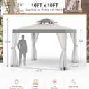 10’x10’ Patio Gazebo Canopy Tent w/Removable Netting, Gray