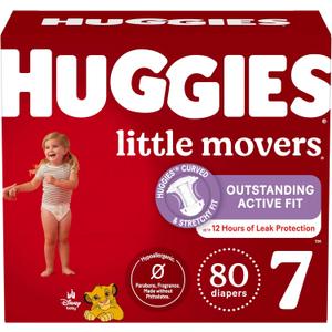 Huggies Size 7 Diapers, Little Movers Baby Diapers, Size 7 (41+ lbs), 80 Count (2 packs of 40)