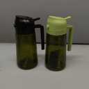 2PCS Olive Oil Dispenser and Oil Sprayer  16oz/470ml Glass Light-Proof Oil Pourer for Kitchen, Air Fryer, Cooking, Salad, and BBQ (Black&Green)