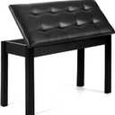 Piano Chair with Storage Piano Stool and Upholstery Wooden Keyboard Piano Duet Seat, Waterproof and Non-Slip, Black