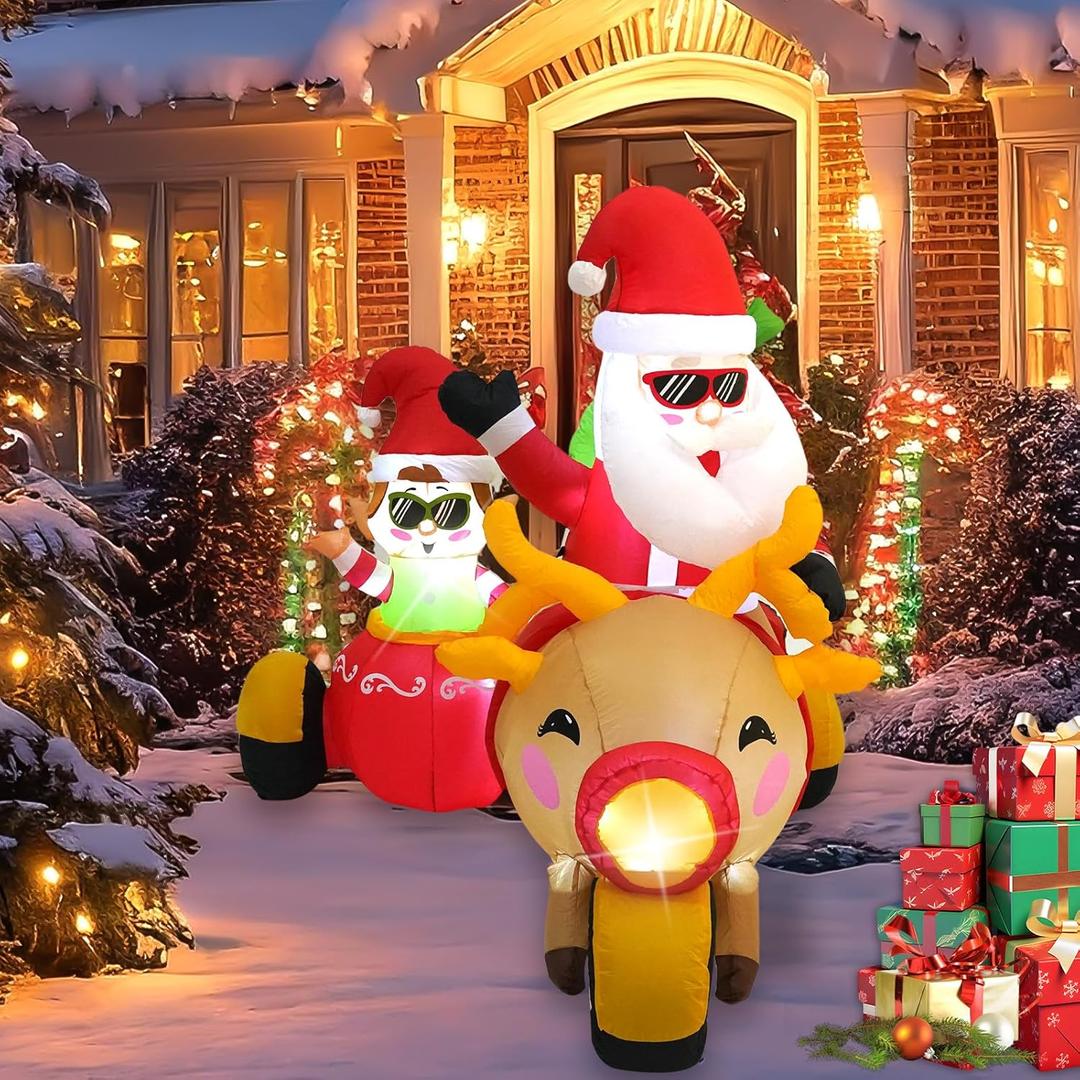 6FT Santa Claus Inflatable Decoration with Built-in LED Lights, Christmas Outdoor Inflatable Decoration for Lawn, Yard, Garden, Patio