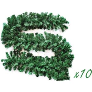 Crownland Christmas Garlands 9 Feet Holiday Green Artificial Soft Pine Garland for Indoors Outdoors Staircase Railing Banister Door Fireplace Mantel Wreath Christmas Decor(Pack of 2)