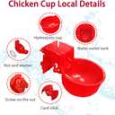 (6 Pack) Upgraded Large Detachable Automatic Chicken Waterer Cups,Reinforced Professional Poultry Waterer for Chickens,Ducks,Turkeys,Goose,with Drill Bits. (Red)