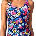 Aqua Eve Womens Tankini Tops Only Tummy Control Swim Tank Top Modest Swimsuit Top Bathing Suit Top No Bottom, L