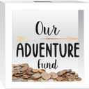 Prinz White Adventure Fund Money Savings Piggy Bank for Adults, Kids Savings Box Change Jar, 6' x 6' Wooden Shadow Box