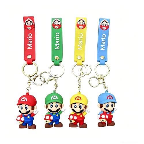 5 x Nuahyaz 4Pcs Cute Keychains, Super Brothers Keychain, Cartoon Bag Charms Car Keys, Party Favors for Boys and Girls
