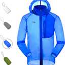 Sun Protection Jacket Ultra Light Thin Breathable Packable Outdoor Cycling Jacket Hoodie Skin Clothing for Men & Women (Blue, XL)