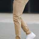 Mens Jeans Skinny Stretch Premium High Rise Colored Jeans Expandable Waist (Beige)