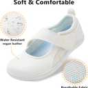BARERUN Womens Walking Shoes Classic Mary Jane Flats Wide Toe Diabetic Shoes for Women Adjustable Breathable Lightweight Daily Barefoot Shoes (White)