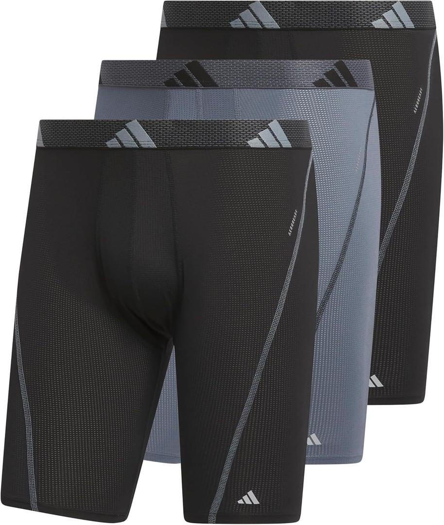 adidas Men's Performance Mesh Long Boxer Brief Underwear (3-Pack), for Active Sport and All Day Comfort (size 2XL, Black/Onix Grey/Black)