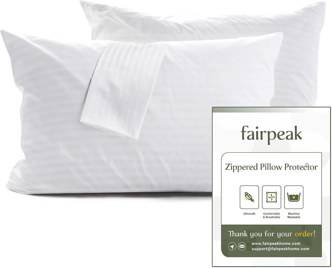 4 Pack Standard Size Pillow Protectors with Zipper, Oeko-TEX Certified Pillow Covers, Luxury Hotel Quality Pillow Cases, Soft Breathable, Machine Washable, 20 x 26