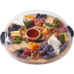 FARBERWARE Build-a-Board Cutting Board with Five Compartments and Clear Locking Lid for Charcuterie, Snacks, and More, Bamboo