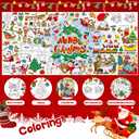 2 x PADTIC Giant Coloring Poster,35x72inch Versatile Merry Christmas Paper Coloring Tablecloth,DIY Christmas Tree,Santa Claus,Gnomes,Elk,Snowman Table Cover Kids Art Crafts Home Classroom Party Supplies