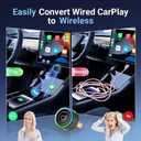 Mini Wireless CarPlay Adapter for Apple iPhone - Upgrade Wired CarPlay to Wireless, One-Tap Multi-User Switch, Plug & Play, Fast Auto-Connect (iOS 10+)