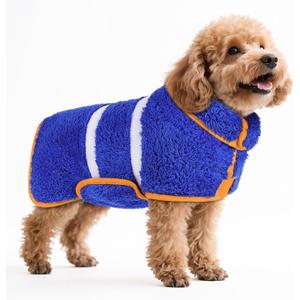 Bienbee Dog Bathrobe, Quick Drying Super Absorbent Pet Robes for Small Medium Large Dogs, Drying Coat for After Bath & Swim, Warm & Cozy Dogs Towels, Dog Puppy Bath Supplies, Dark Blue Small