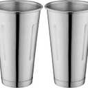 Metal Magery Stainless Steel Milkshake Cups Immersion Hand Blender Malt Cup 30 oz Set of 2