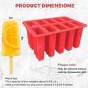 Miaowoof Homemade Popsicle Molds, 10-Cav Non-BPA Silicone Ice Pop Maker, with 50 Sticks, 50 Bags, 10 Reusable Sticks, Funnel, Brush and Ice Pop Recipe (Red)
