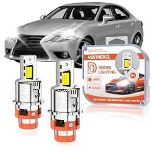 VESTNEXCL D4S HID Bulbs Fit for Lexus 20062015 IS250 IS350 LS600 LS600H LS600HL(Low beam) 30000LM 6000K White, Dualsided 30 Chips, Xenon HID Light Replacement, 800% Brightness, Pack of 2