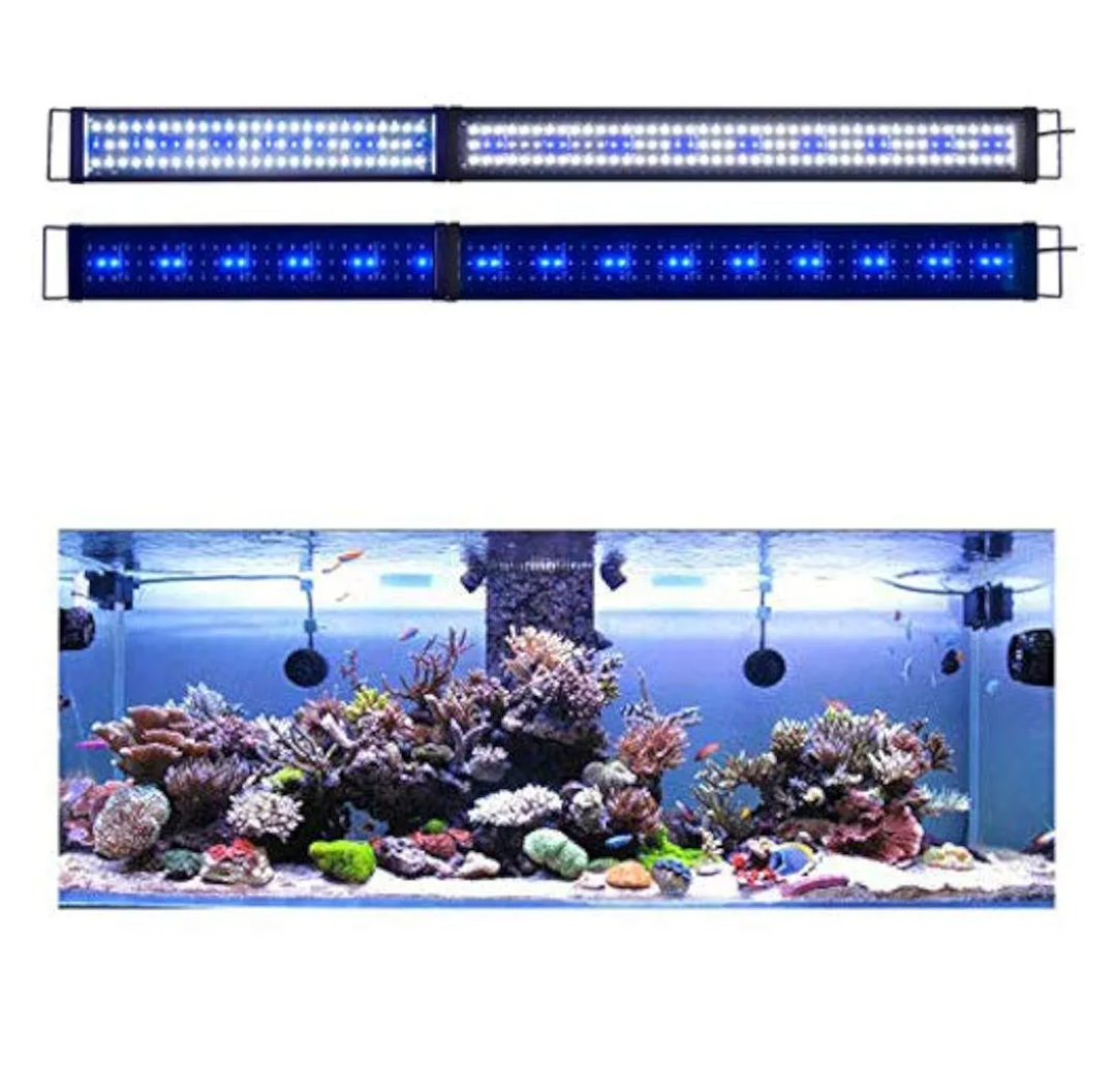 KZKR LED Aquarium Light 60-72 Inch Foldable Adjustable Fish Tank Light Hood Lamp for Freshwater Saltwater Marine Blue and White Decorations Light 5-6ft 150cm - 180cm