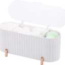 Tecbeauty Qtips Holder, 3 Grids Separate Cotton Swabs Ball Dispenser, Storage Box, Jar for Cotton Pads Bathroom Organizer Canisters - White