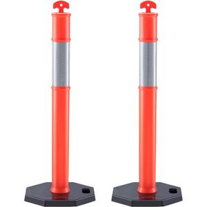 VEVOR Traffic Delineator Post Cones, 2 Pack, Traffic Safety Delineator Barrier with 16.93 x 16.93 in Rubber Base, for Traffic Control Warning Outdoor Indoor Use Parking Lot Construction Caution Roads
