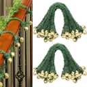 25 Pcs 20 Inches Christmas Garland Ties with Bells Decorative Twist Ties Garland Hanger for Banister Stairs Railing Garden Reusable Flexible Twist for Xmas Holiday Decorations (Gold)