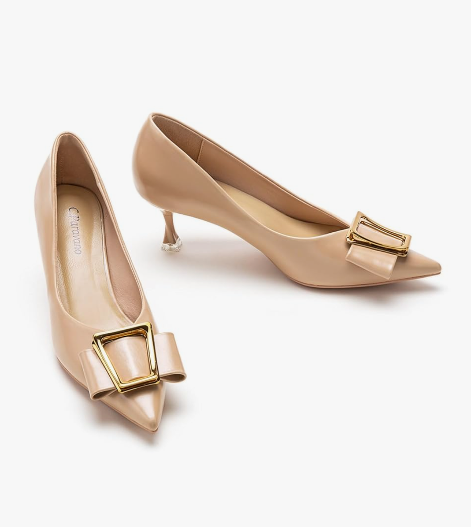 C.Paravano Pumps Shoes Women | Kitten Heels | Low Heel | Dress Shoes for Women | Pointed Toe Heels, Size 7.5