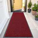 OLANLY Front Door Mat Indoor Outdoor Entrance, Waterproof Heavy Duty Doormat, Fade Resistant, Low Profile, Easy Clean Patio Porch Welcome Floor Mats for Entry, 47x23, Wine Red