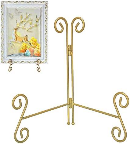 UoYeet Plate Stand 12 Inch Gold Display Plate Holder, Collapsible Iron Plate Stands for Display, Folding Display Easel for Photo, Pictures, Decorative Plate and Artwork (12-Inch, 1-Pack)