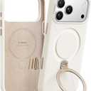 TORRAS Q3 Silicone 360 Spin for iPhone 17 Pro Case with Stand, Fit for MagSafe, Magnetic Ring Kickstand with Camera Control, Liquid Silicone Rubber Soft Phone Case for iPhone 17 Pro 6.3'', Light Ivory