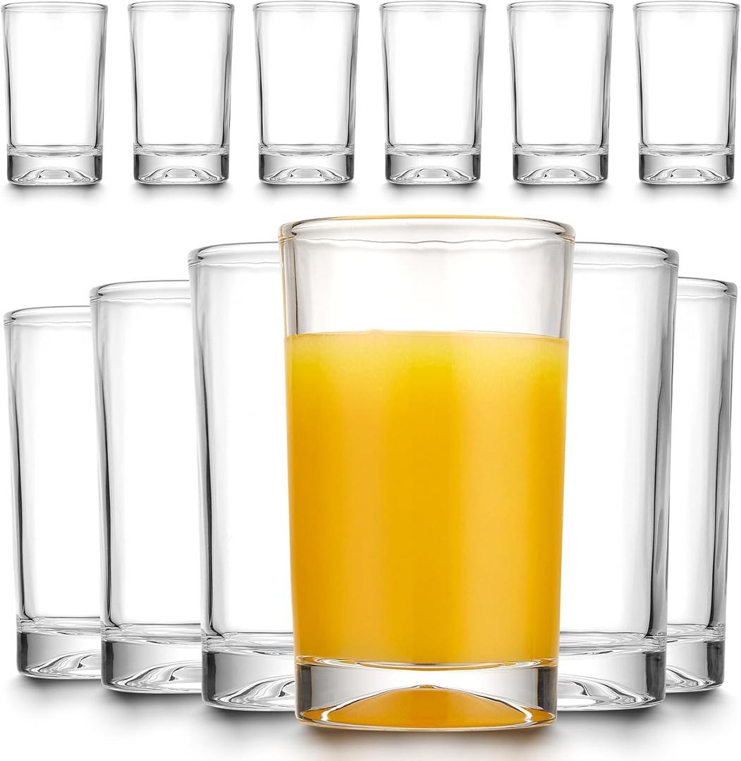 Mfacoy Small Juice Glasses Set of 6, 5.5-ounce Glass Cups, Heavy Base Small Drinking Glass Set, Clear Cups, Thick and Durable Shot Glasses, Drinking Glasses for Juice and Milk (Full Size - 5.5 Ounce)