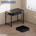 Pamray 32 Inch Small Computer Desk with Drawer and Shelves Simple Study Work Table for Bedroom Black