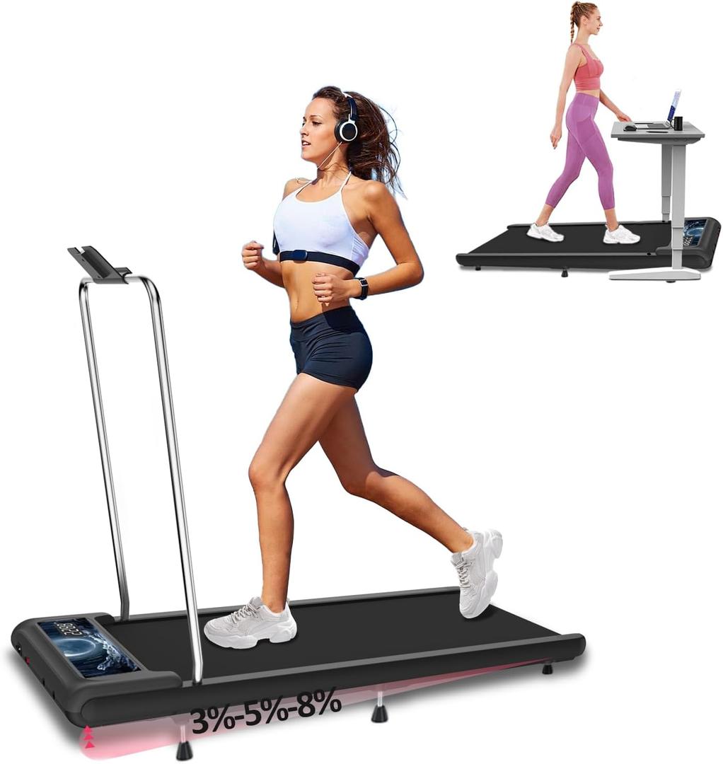 2 in 1 Treadmill and Walking Pad for Home/Office, Walking Treadmill with Remote Control, APP, and LED Display