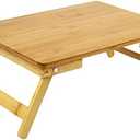 WKWKER 100% Bamboo Laptop Desk Flat Surface Lap Stand Table with Folding Legs Portable Table Bed Tray for Workstation Computer Writing Studio (Natural)