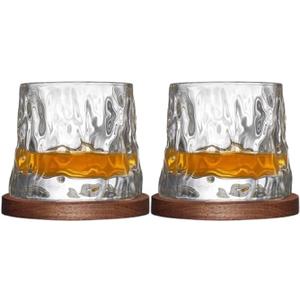 Rotating Crystal Whiskey Glasses Set of 2 – Innovative Design for Scotch, Bourbon, and Cocktails (Style3,2pcs)