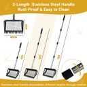 Chicken Poop Scooper for Sand, Coop Scoop 3 in 1 Rake Function with Fine Sieve Hole, Adjustable Stainless Handle 37" to 67", Scooper Chicken Poop Scooper for Sand